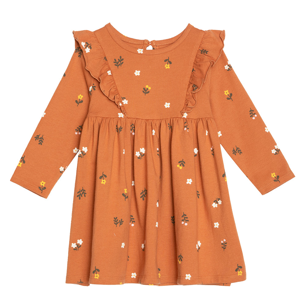 rise little earthling Ruffle Knit Dress BGFDR12 - Rose Nutmeg / 6-9m