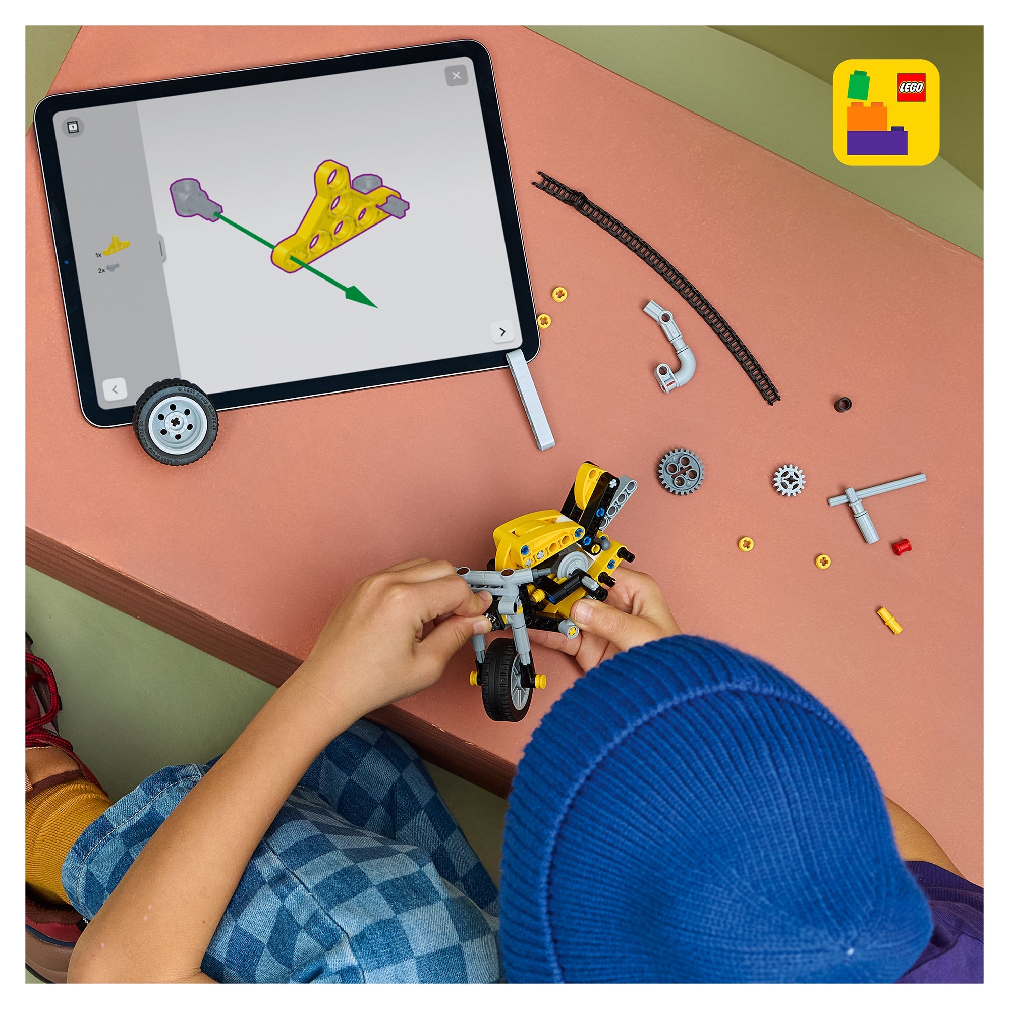 LEGO® Technic Yellow Motorcycle 42225 Toy - Image 6