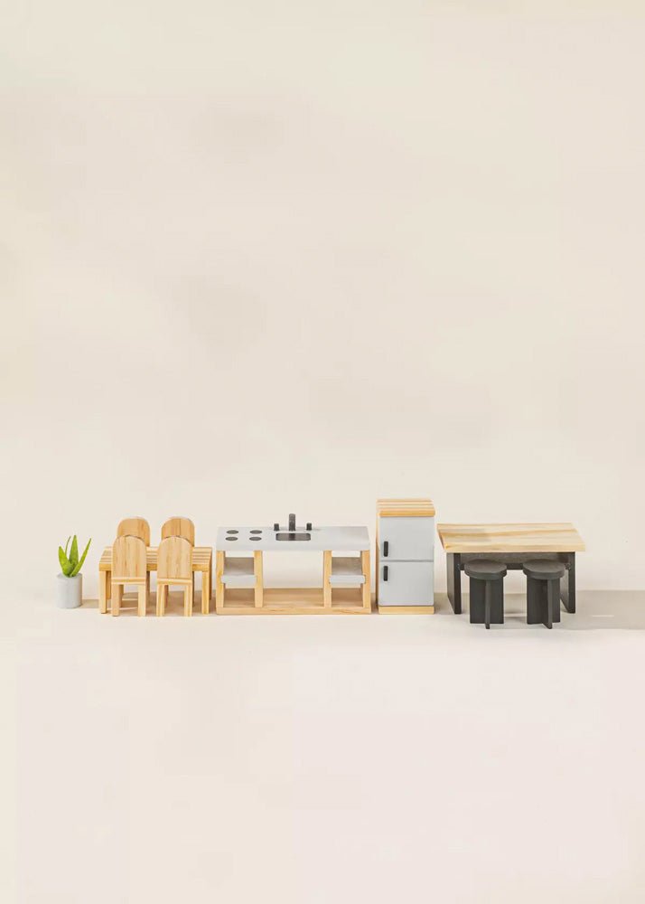 Coco Village Wooden Doll House Kitchen Furniture (12 pcs) Chair - Image 3