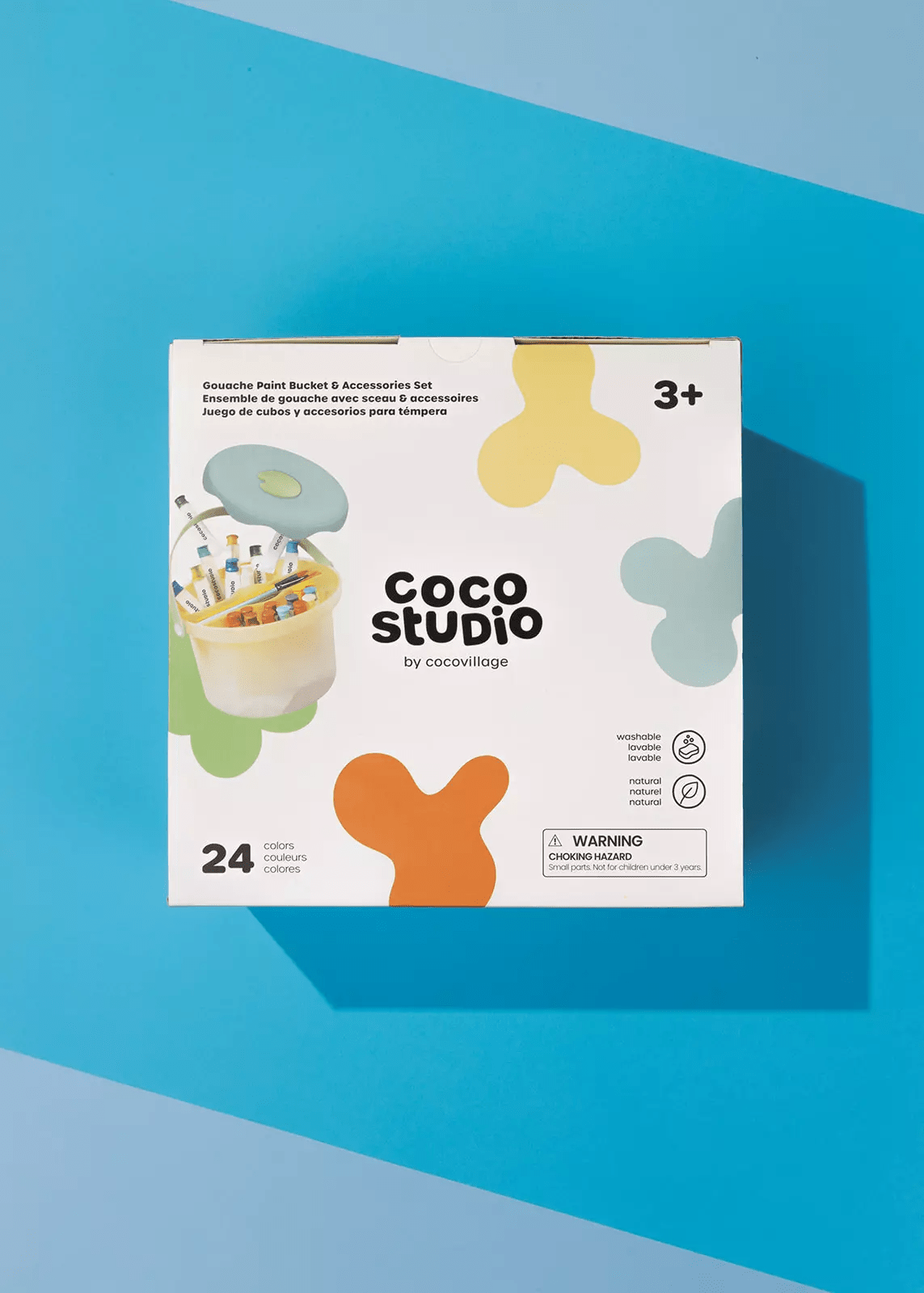 Coco Village Gouache Paint Bucket & Accessories Set - 24 colors Lid