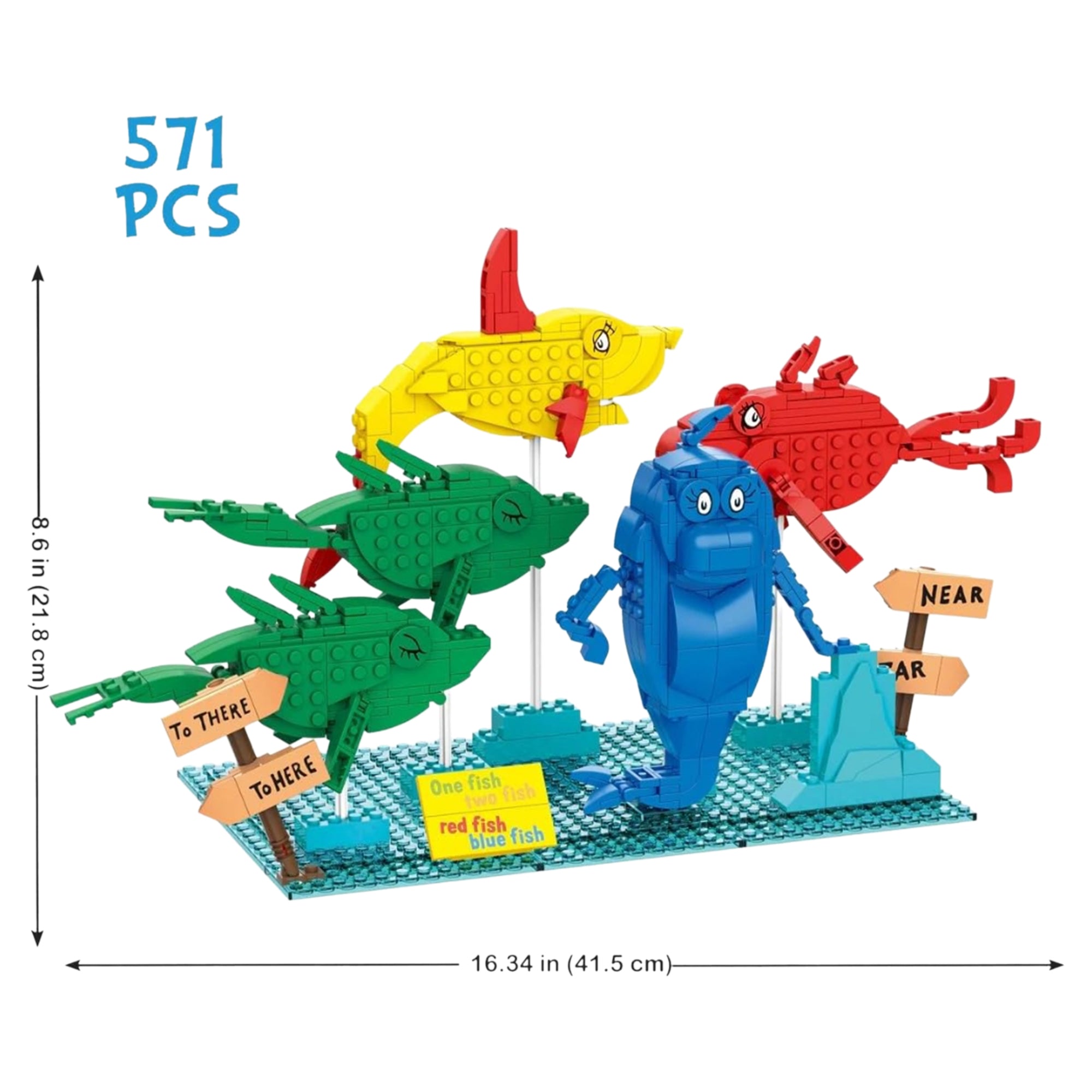 Brick Craft Dr. SuessOne Fish, Two Fish, Red Fish Blue Fish - 571 Pieces Toy - Image 2