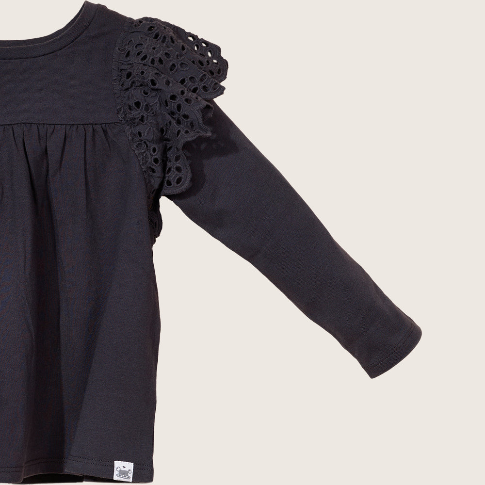 rise little earthling Ruffle Shoulder Tee TGHKT39 - White / 2-3y - Image 2