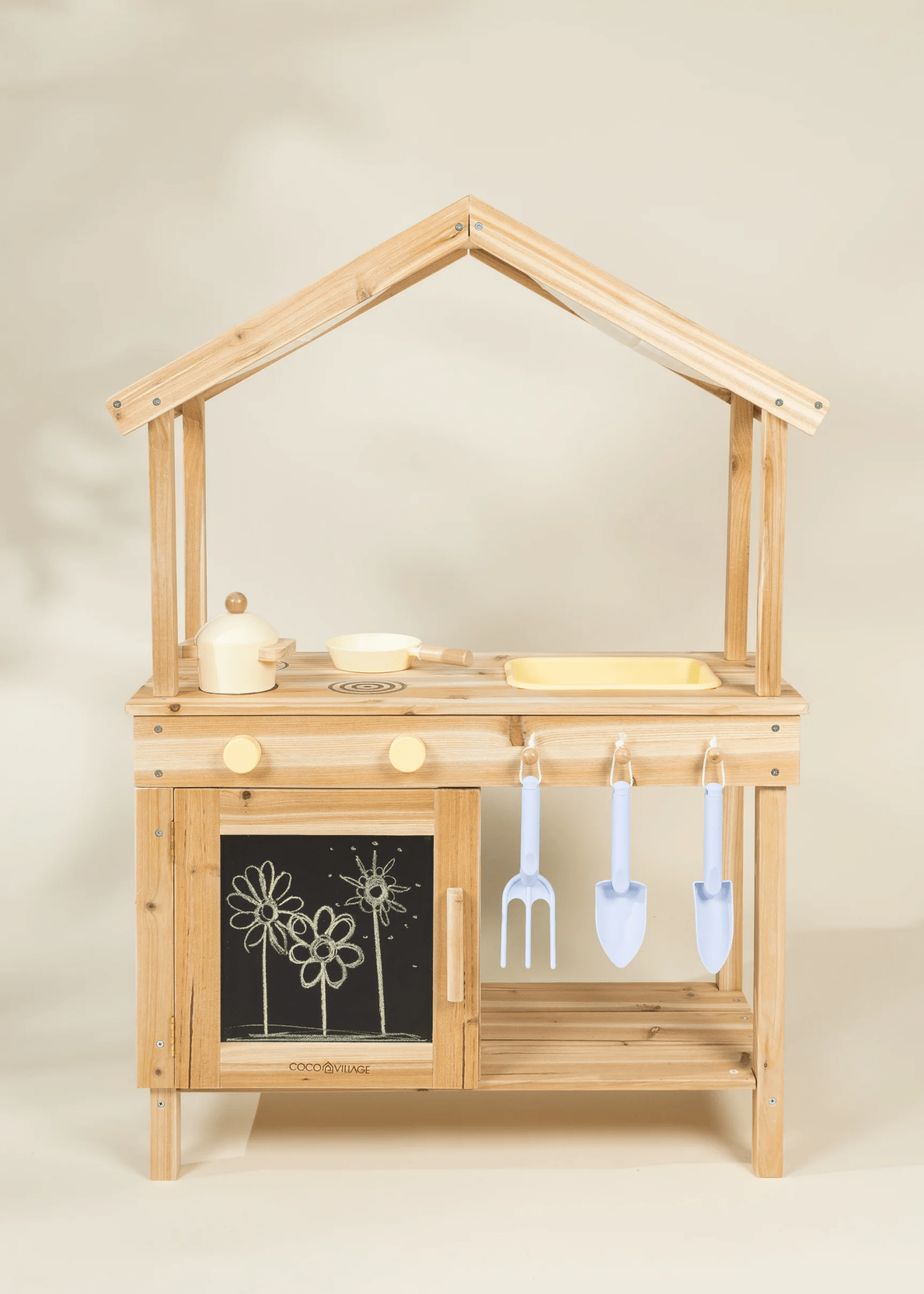 Coco Village Wooden Outdoor Play Kitchen Pan - Image 2