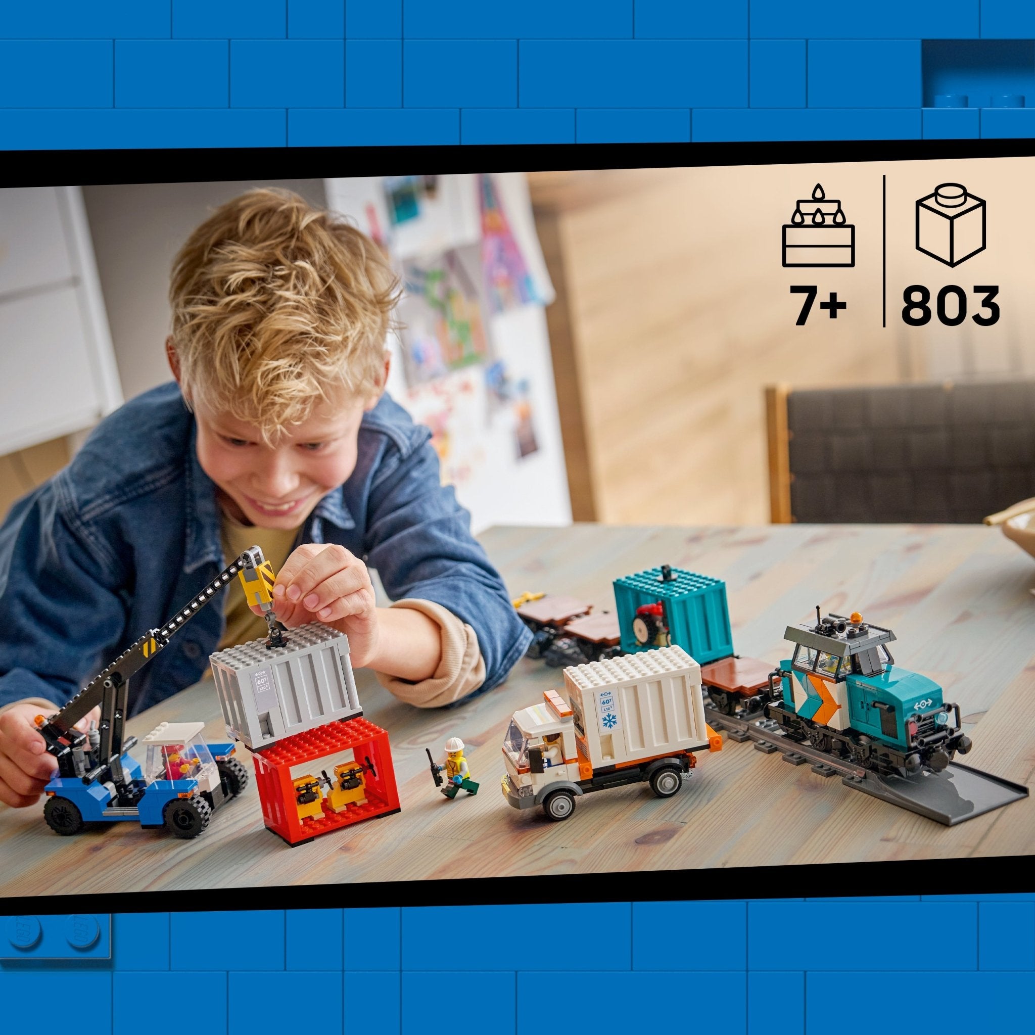 LEGO® City Harbor Freight Train with Crane & Truck 60509 Toy - Image 2