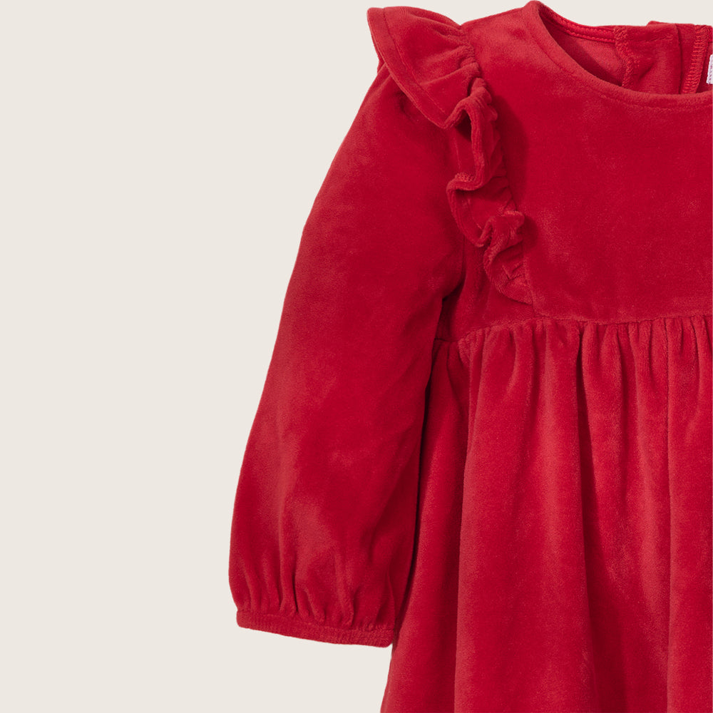 Rise Little Earthling Velvet Dress - Red / 3-6m - Image 2