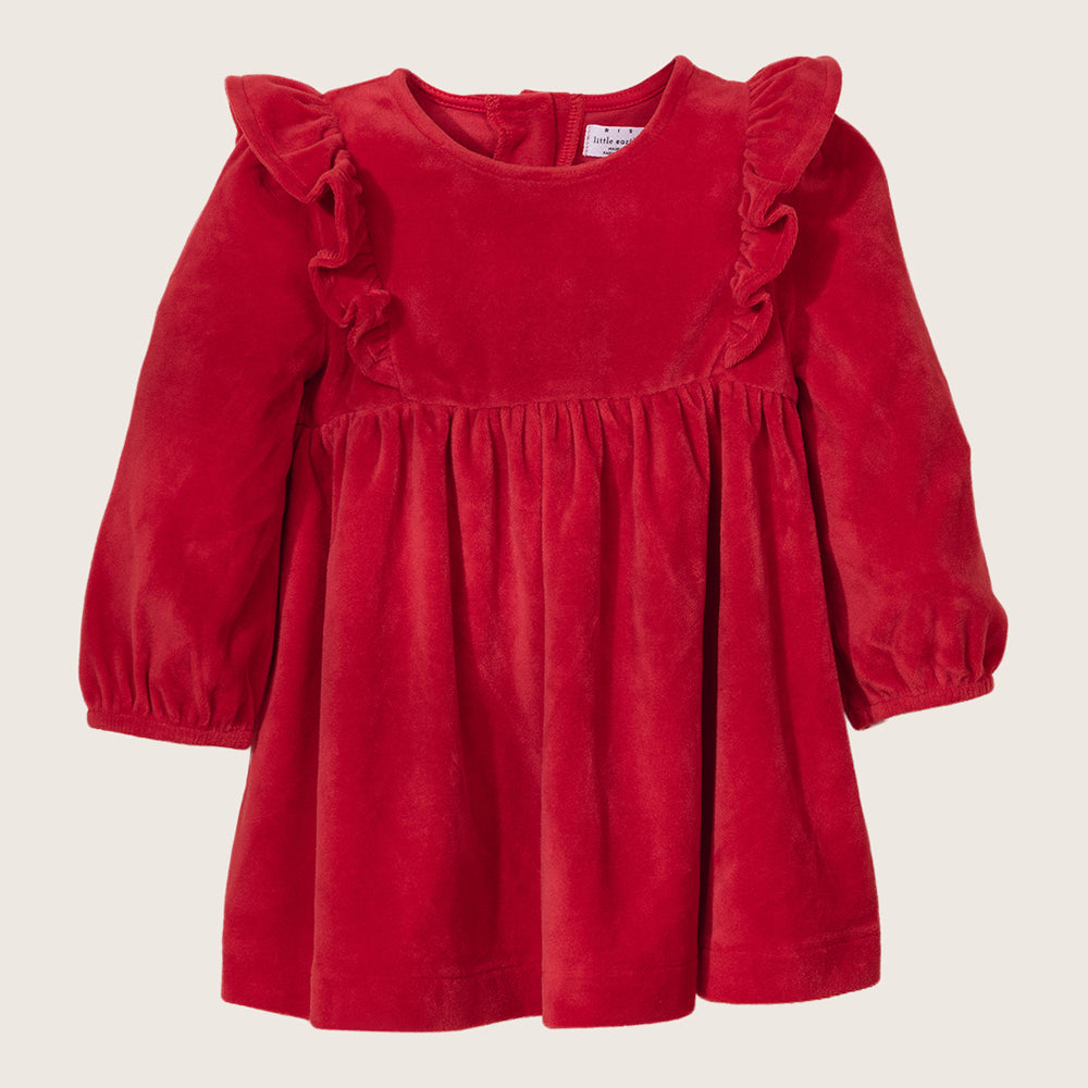 Rise Little Earthling Velvet Dress - Red / 3-6m