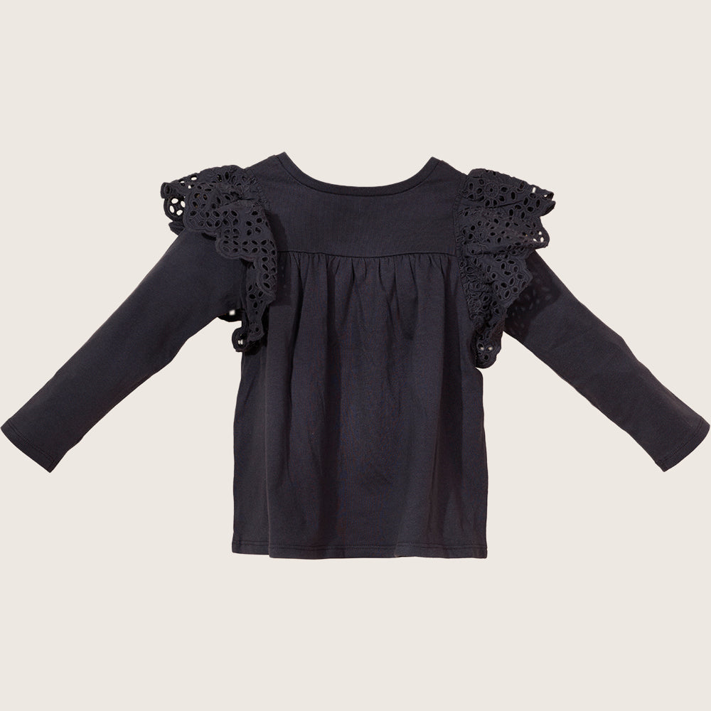 rise little earthling Ruffle Shoulder Tee TGHKT39 - White / 2-3y - Image 3