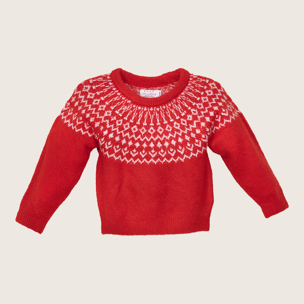 rise little earthling Fairisle Sweater BUHSW08 - Red / 18-24m
