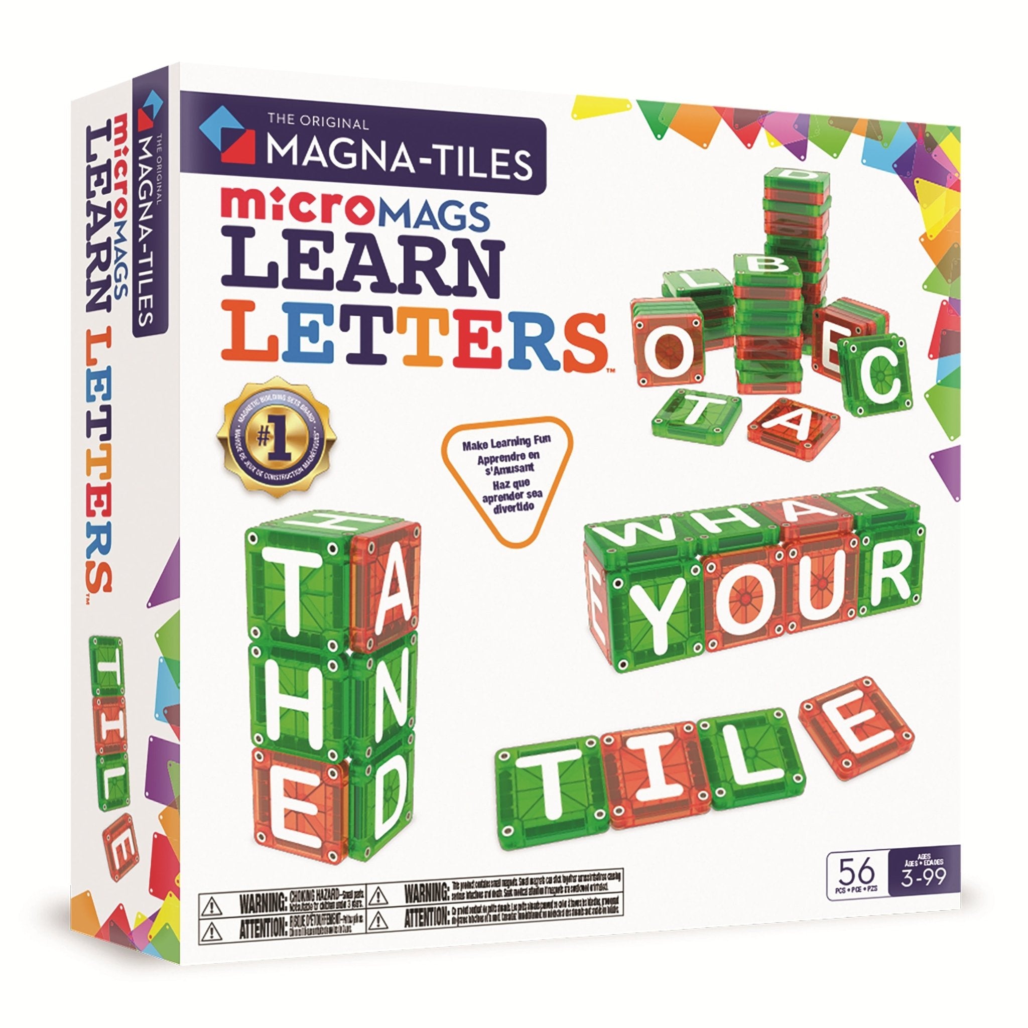 MAGNA-TILES® microMAGS LEARN Letters 56-Piece Toy