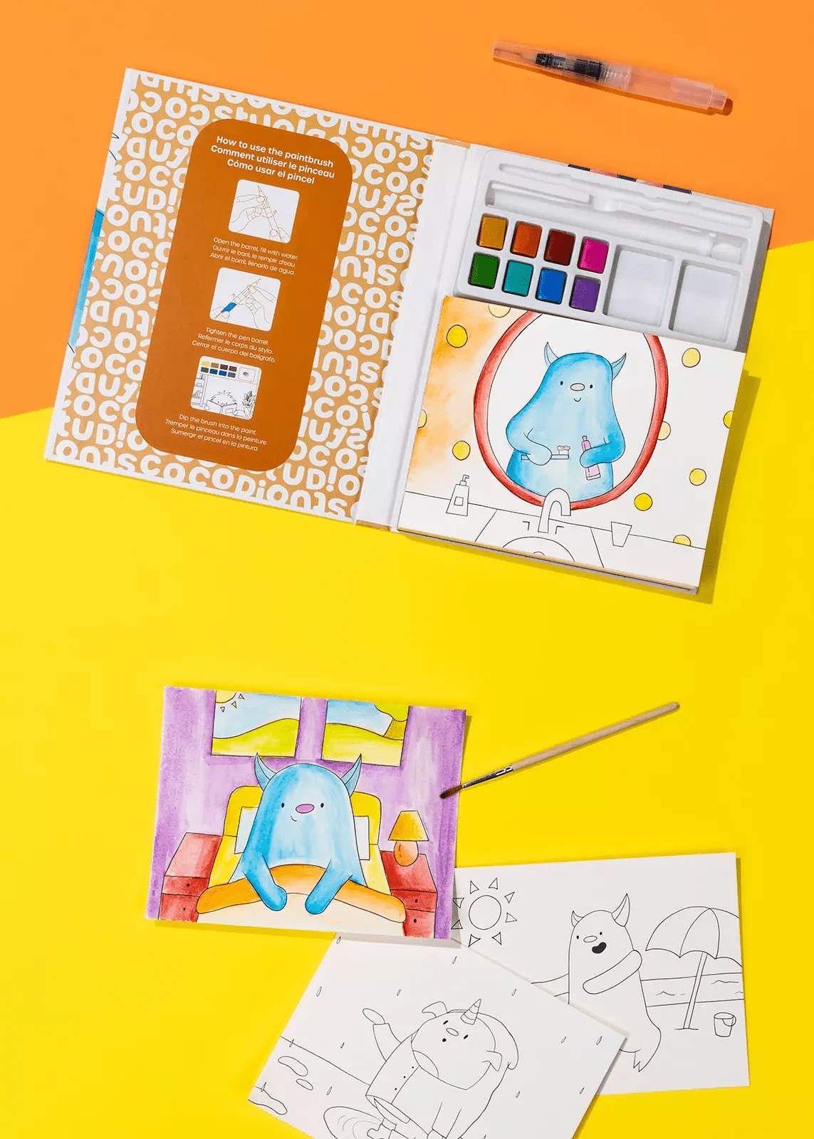Coco Village Coco Studio Watercolor Monster Painting Book - 30 pages Brush - Image 2