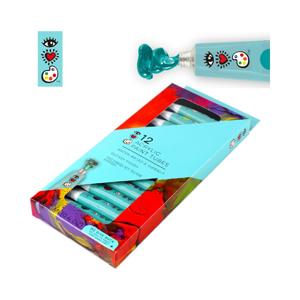 Bright Stripes iHeartArt 12 Acrylic Paint Tubes Brush - Image 4