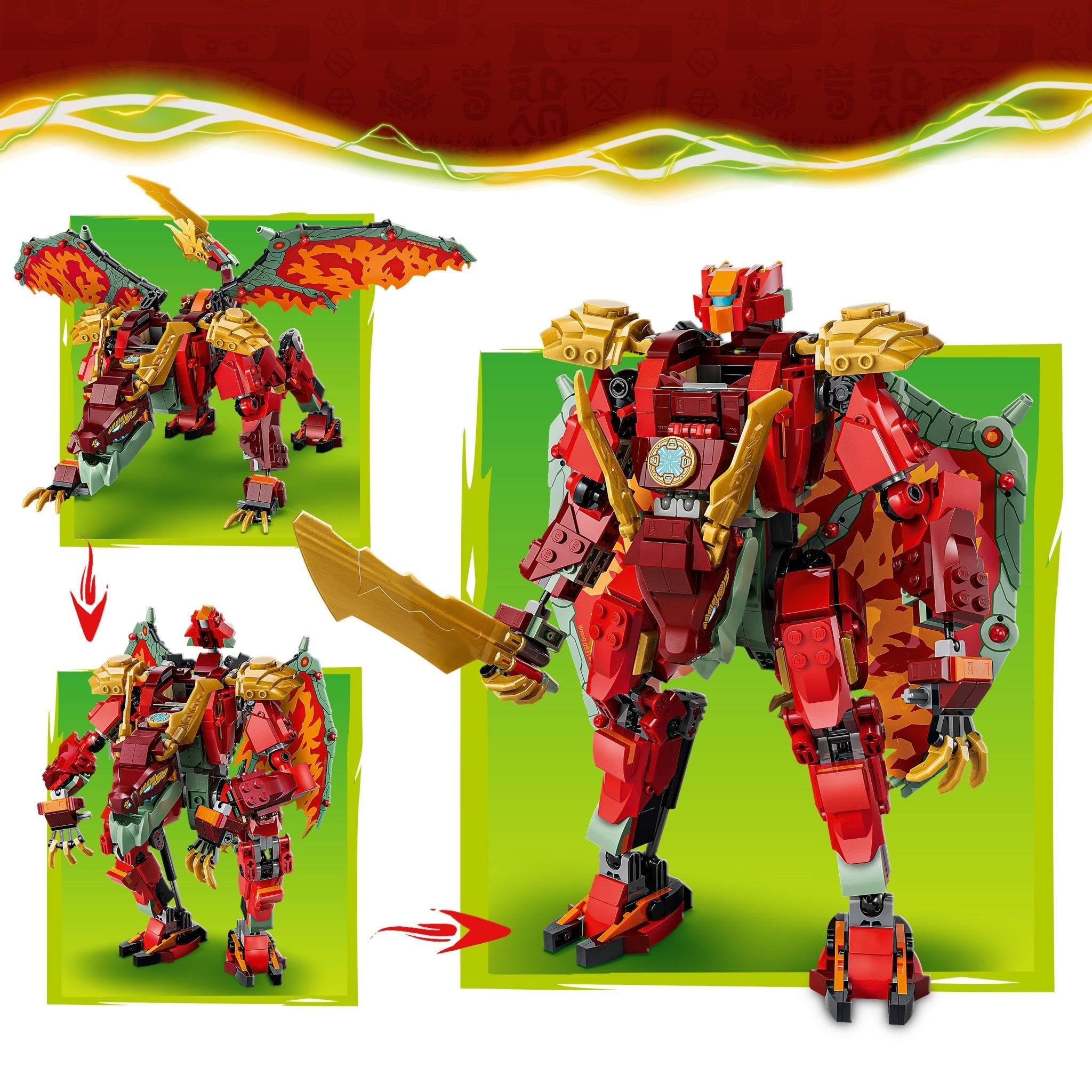 LEGO® NINJAGO Wyldfyre's Transforming Dragon Mech 71868 Toy - Image 4