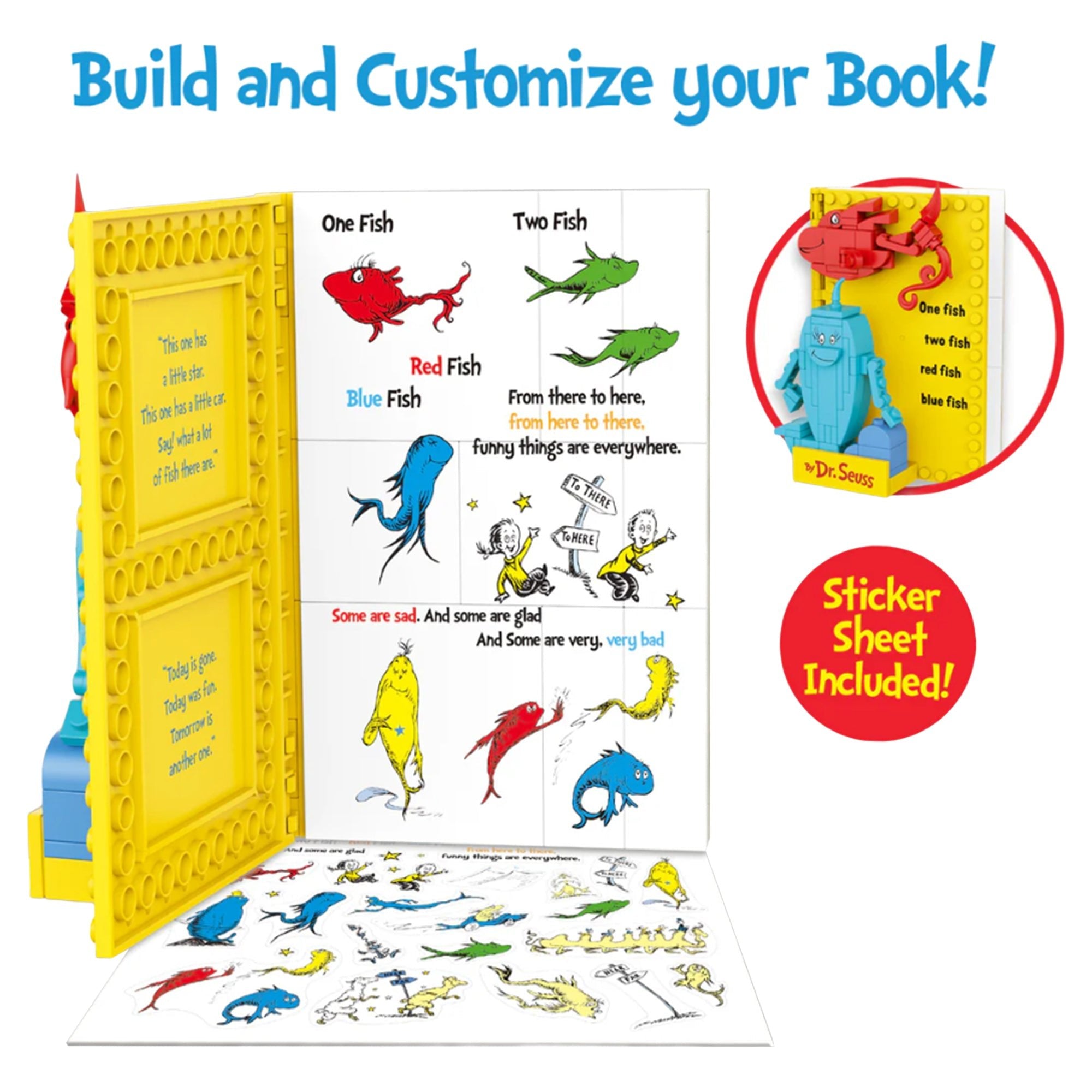 Brick Craft Dr. Suess Build-A-Books: One Fish, Two Fish - 106 Pieces Toy