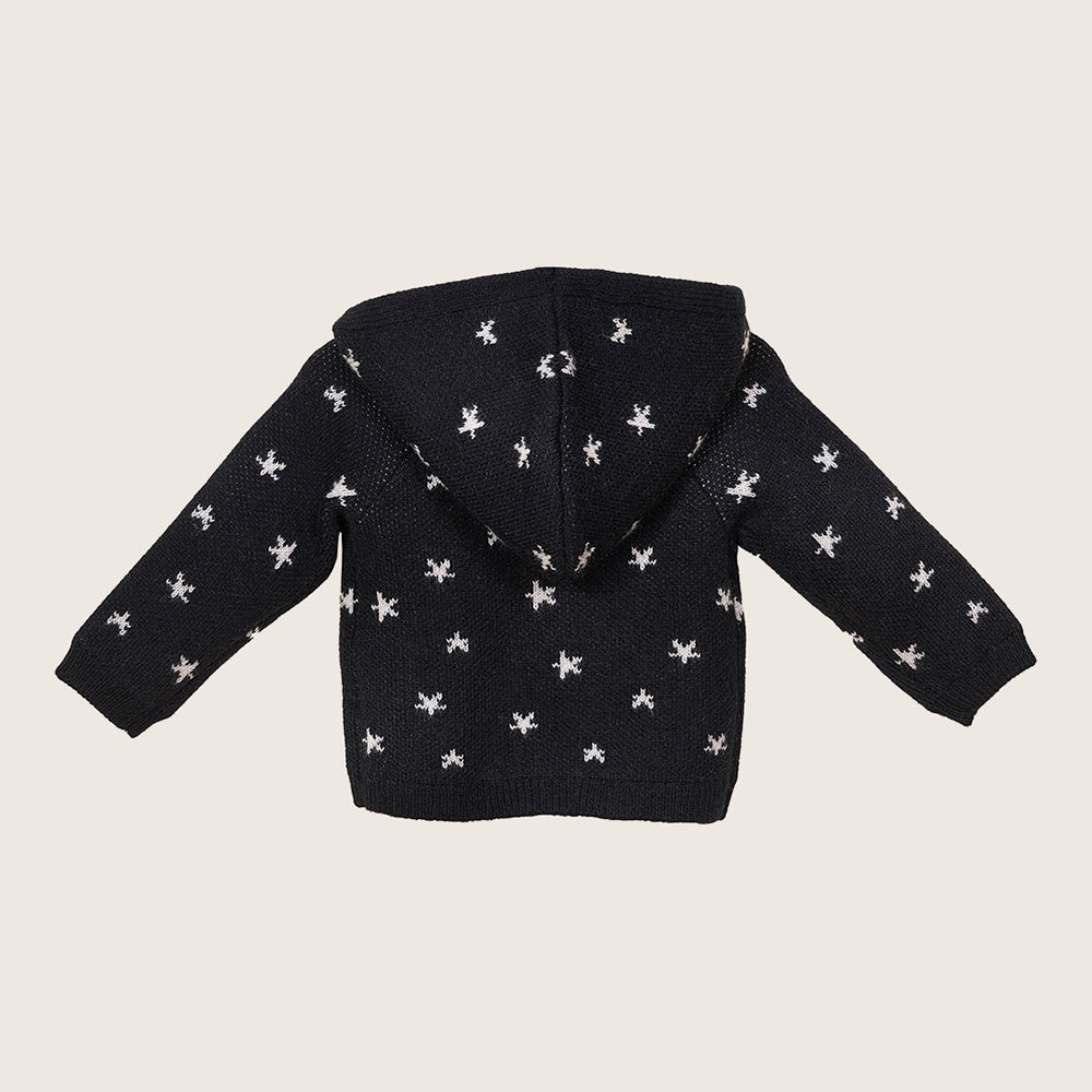 rise little earthling Hooded Jacquard Cardigan BBHSW03 - Anthracite Stars / 12-18m - Image 3