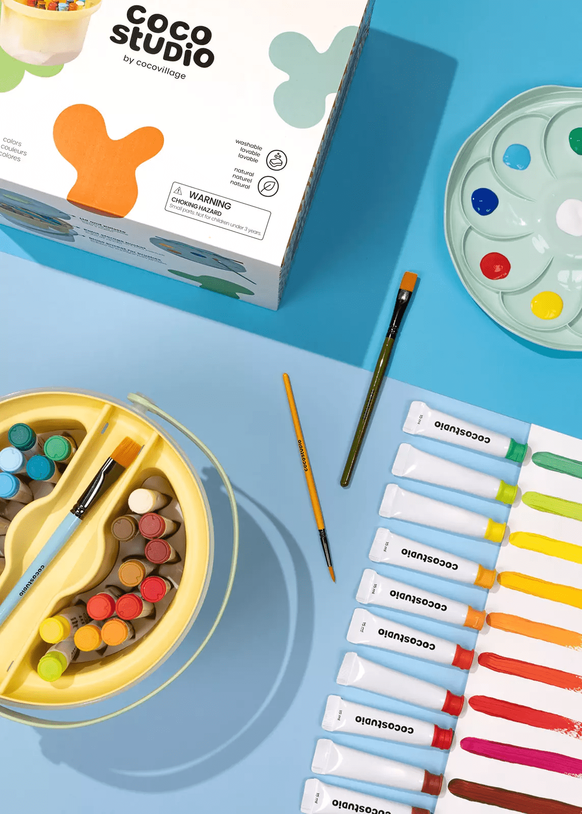 Coco Village Gouache Paint Bucket & Accessories Set - 24 colors Lid - Image 2
