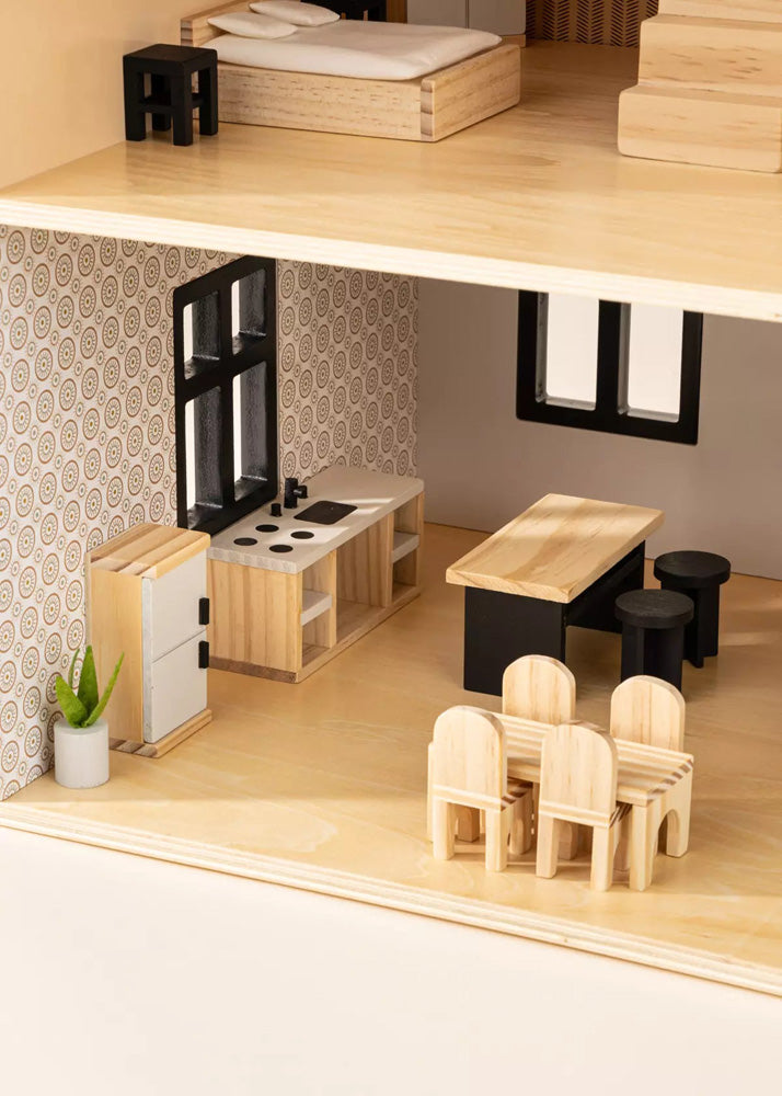 Coco Village Wooden Doll House Kitchen Furniture (12 pcs) Chair - Image 17