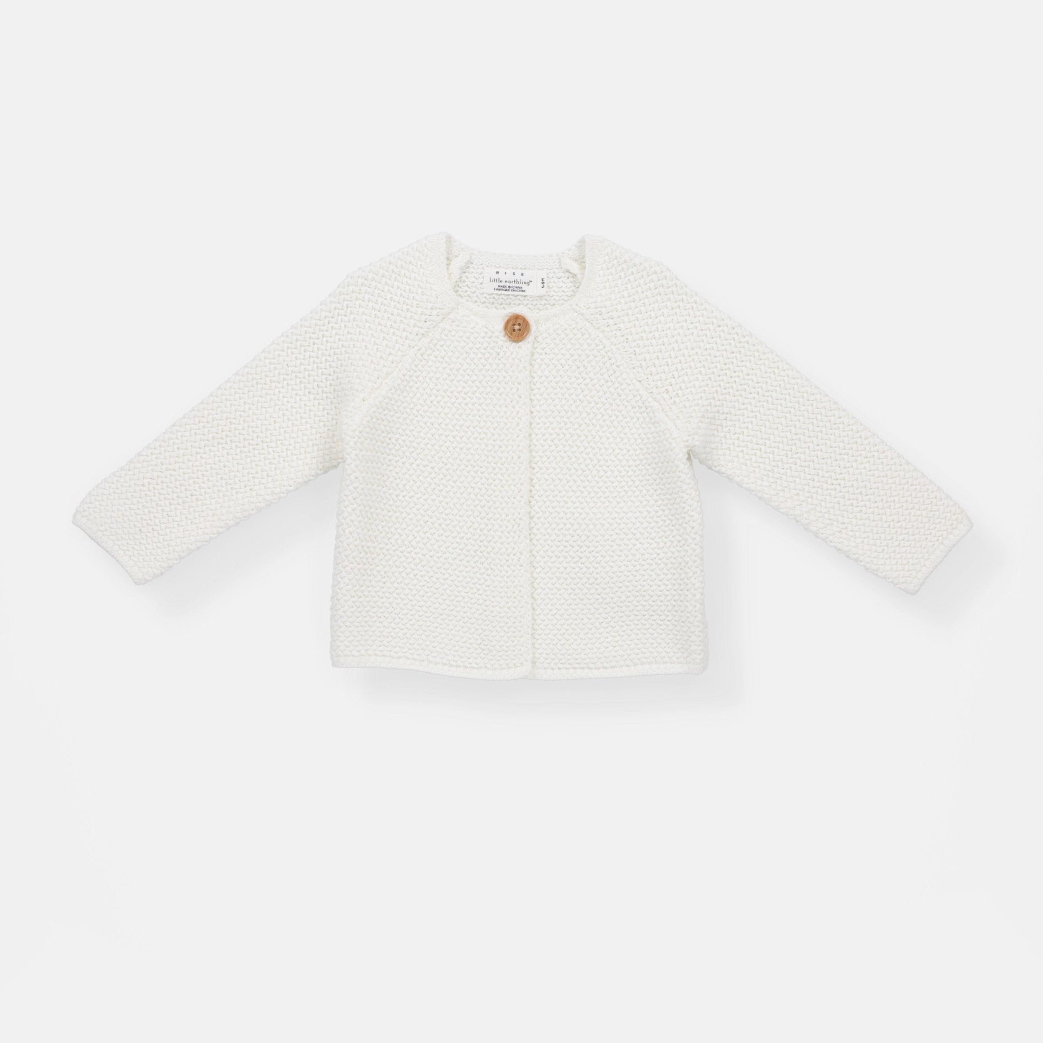 Rise Little Earthling Texture Knit Cardi - Antique White / 0-3m