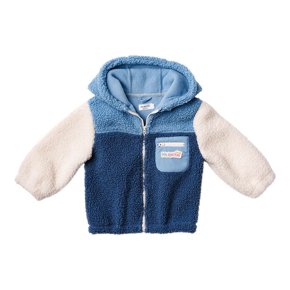 Ms. Rachel Fuzzy Colourblock Jacket - Blue Colourblock / 3-4y - Image 4