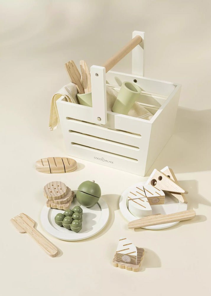 Coco Village Wooden Picnic Playset and Accessories Basket