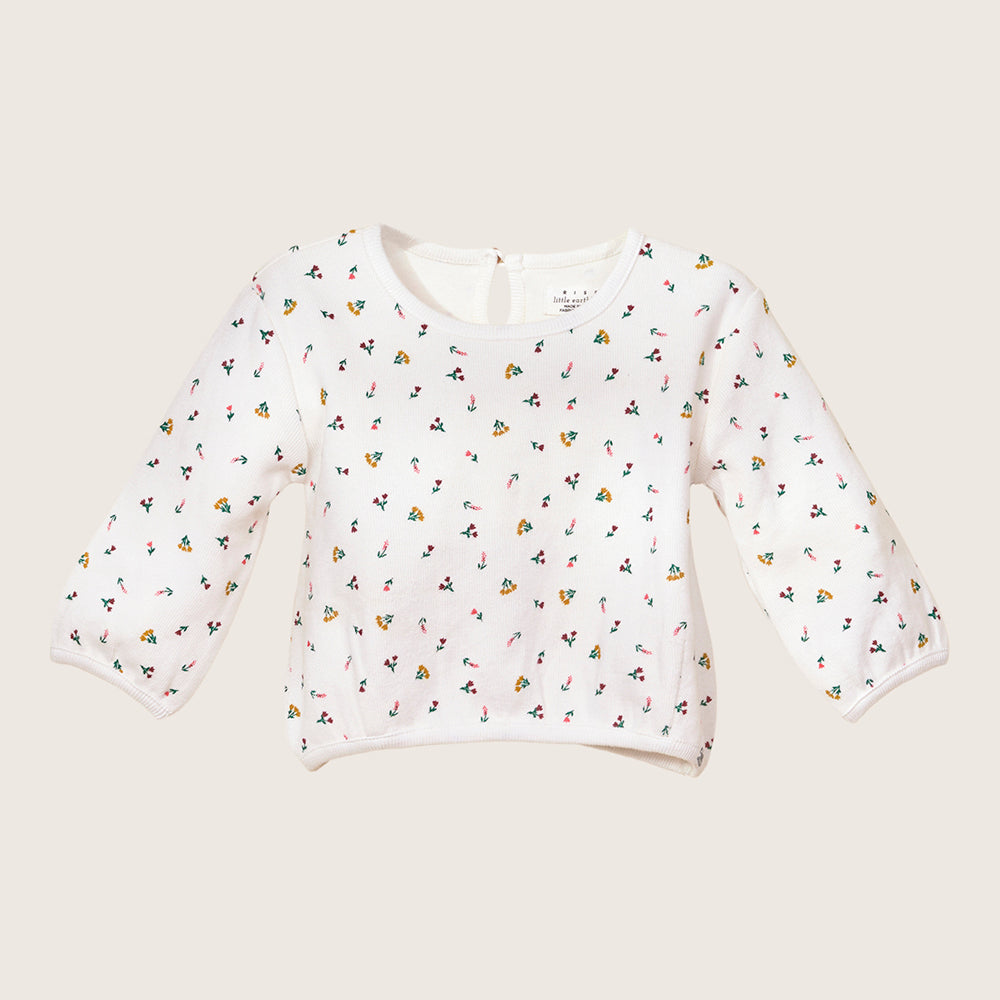 rise little earthling Crew Graphic Top - White / 18-24m