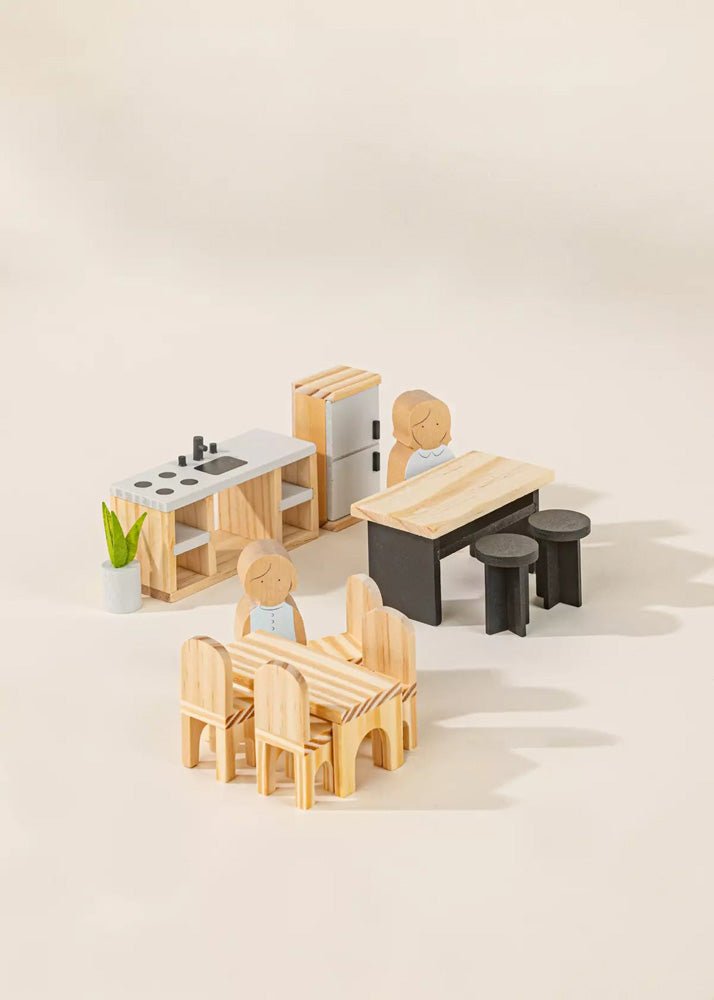 Coco Village Wooden Doll House Kitchen Furniture (12 pcs) Chair - Image 2