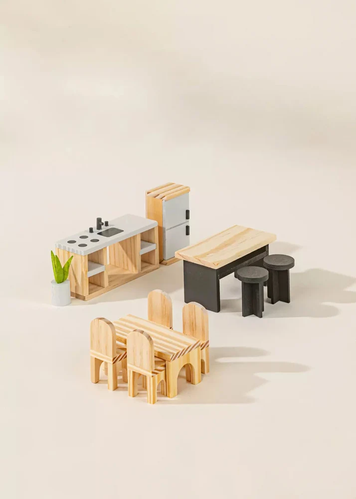 Coco Village Wooden Doll House Kitchen Furniture (12 pcs) Chair - Image 12