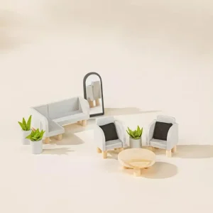Coco Village Wooden Doll House Living Room Furniture (10pcs) Coffee