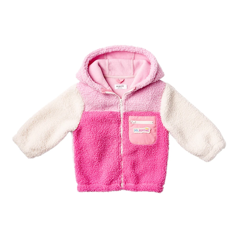 Ms. Rachel Fuzzy Colourblock Jacket - Blue Colourblock / 3-4y