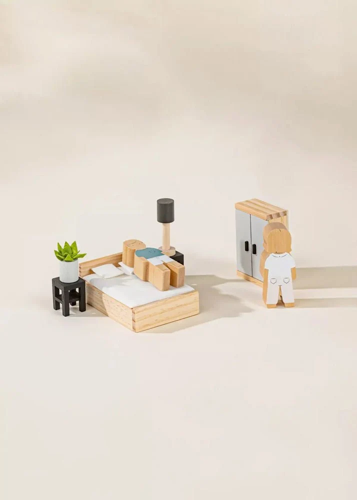 Coco Village Wooden Doll House Master Bedroom Furniture (9 pcs) Soap - Image 2