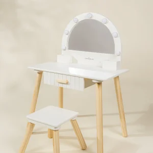 Coco Village Wooden Play Vanity with Lighted Mirror & Stool Soap