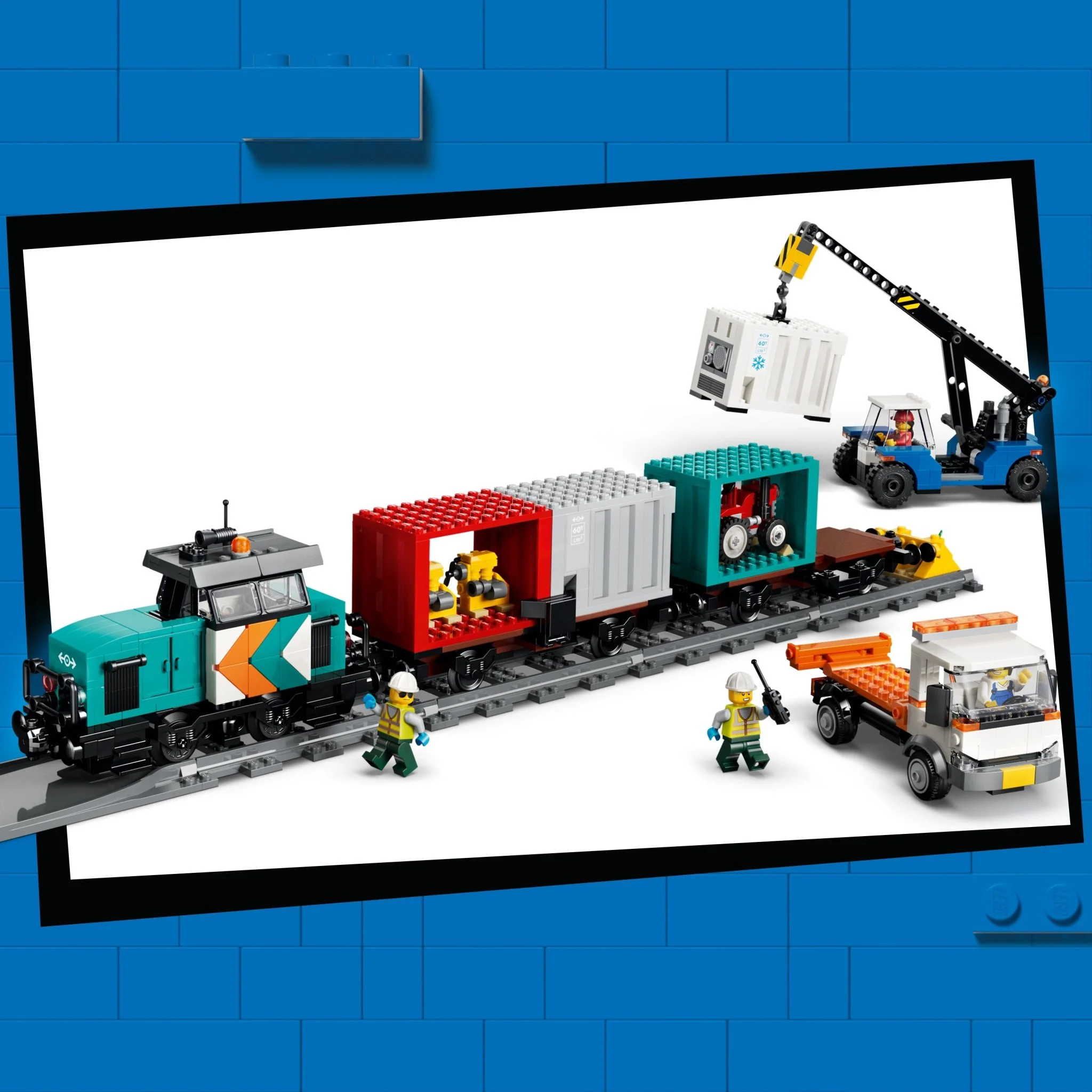 LEGO® City Harbor Freight Train with Crane & Truck 60509 Toy - Image 6