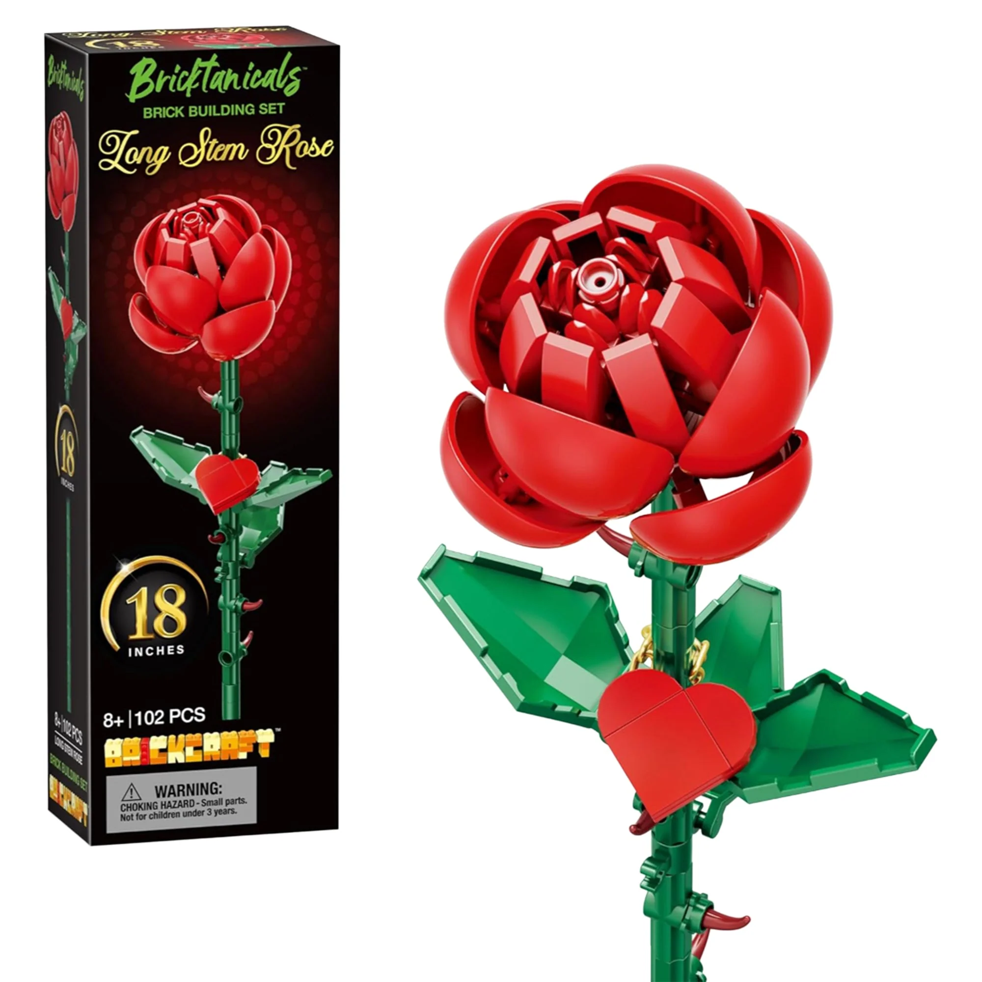 Brick Craft Bricktanicals For Brick Lovers Red Rose - 102 Pieces Toy